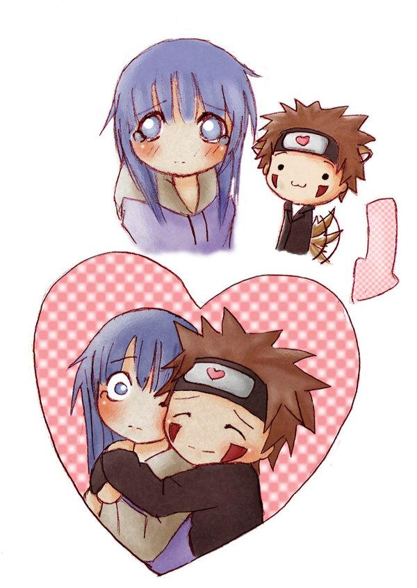 Chibi Kiba hugging Hinata